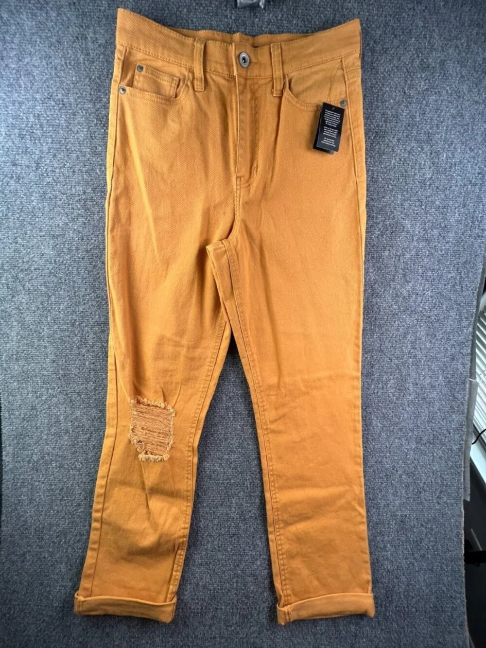 Fashion Nova Pants Size 7 / 28 Orange Slim Straight NWT Cotton Stretch High Rise